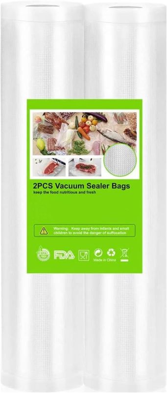 Photo 1 of 2 Pack Vacuum Sealer Bags with BPA Free and Puncture Prevention, Heavy Duty, Food Saver Bags Rolls for Custom Fit Airtight Food Storage and Sous Vide
