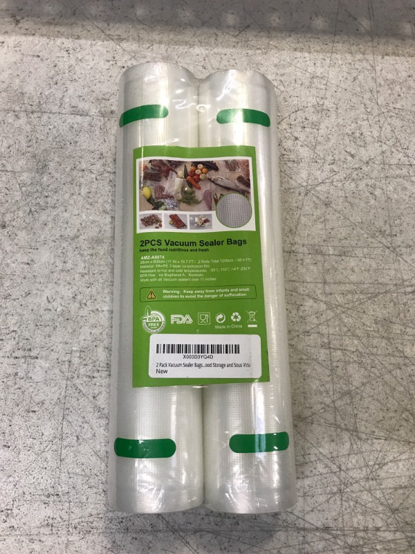 Photo 2 of 2 Pack Vacuum Sealer Bags with BPA Free and Puncture Prevention, Heavy Duty, Food Saver Bags Rolls for Custom Fit Airtight Food Storage and Sous Vide
