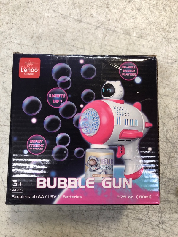 Photo 3 of Bubble Guns for Kids, Space Bubble Machine for Toddlers, Leak Proof Design, Bubb
