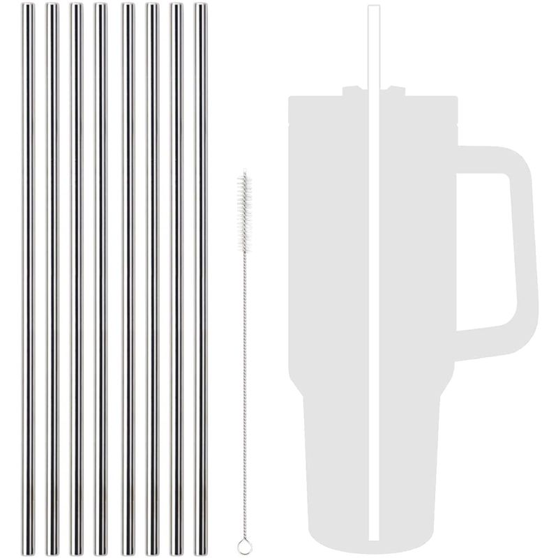 Photo 1 of 8 Pack Reusable Stainless Steel Straws for Stanley Adventure Quencher Tumbler Cup Replacement Straw Compatible with 40 Oz 30 Oz Stanley Tumbler Accessories