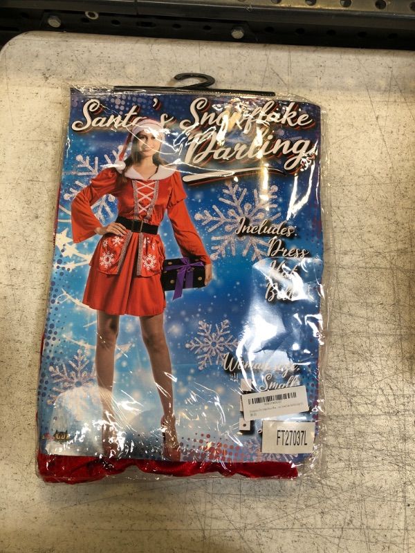 Photo 1 of Adult Women Christmas Dress Mrs Santa Claus Snowflake Red Fancy Dress Large