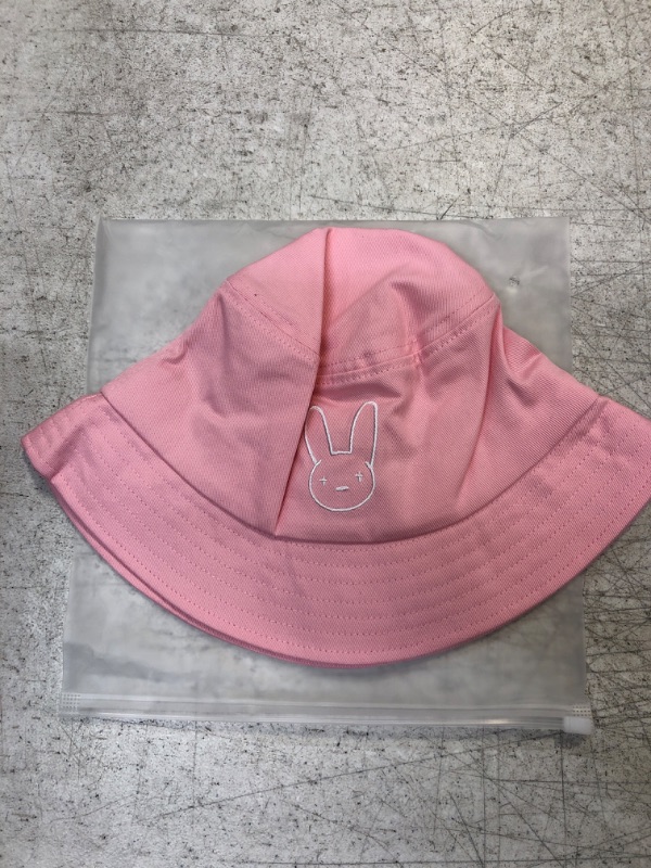 Photo 1 of Bad Rabbit Bunny Bucket Hat Cotton Baseball Cap Rapper Reggaeton Happy Easter Unisex Novelty Embroidered hat Pink 
