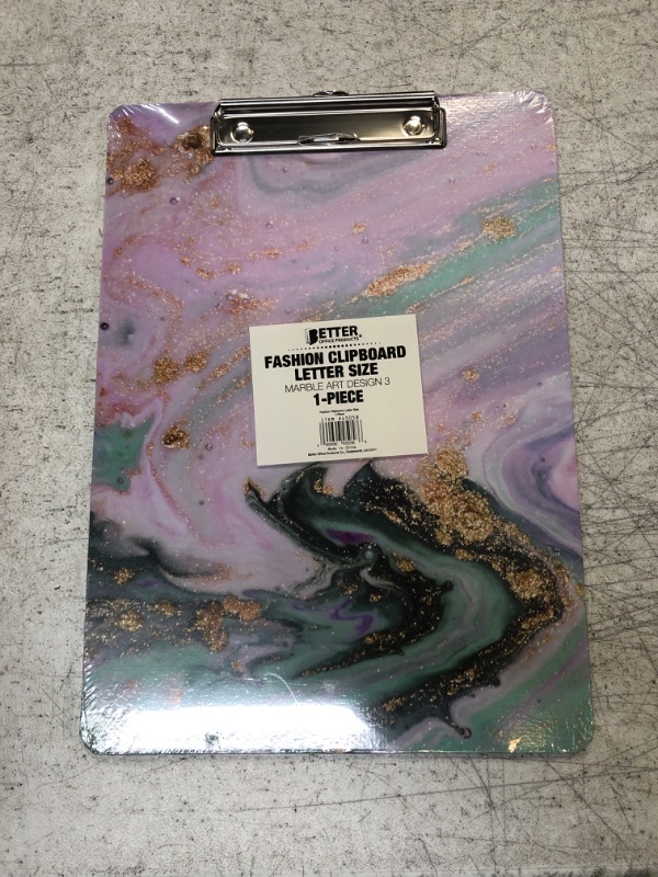 Photo 2 of Fashion Clipboard, Marble Design, Standard A4 Letter Size, 12.5" x 9", Wooden Clipboard, Low Profile Clip with Retractable Hanging Tab, Decorative Clipboard, by Better Office Products (Marble Swirl)