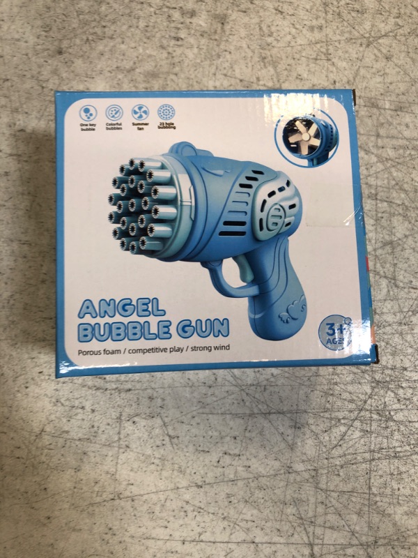 Photo 2 of 23 Holes Bubble Machine Gun for Kids Boys Girl Birthday Gifts, Portable Bubble Maker Blower with Colorful Lights for Kids Adults Outdoor Birthday Wedding Party Gift Camping Summer Toy (Blue)

