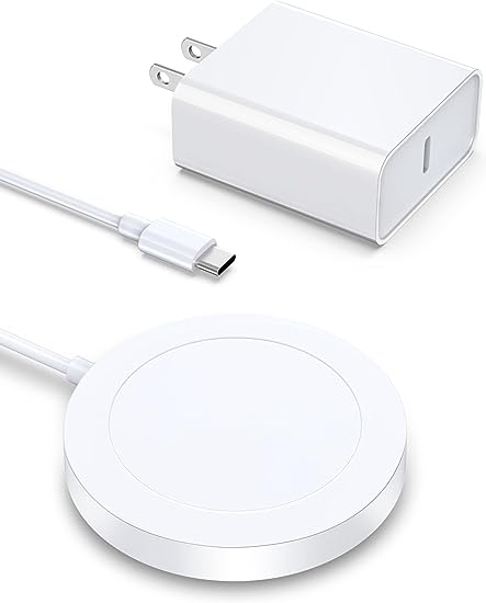 Photo 1 of Magnetic Wireless Charger iPhone Compatible with MagSafe Charger for iPhone 15 Pro Max Plus 14 Pro Max Plus 13 Pro Max 12 Pro Max - iPhone Charging Pad for AirPods 3 2 Pro with USB-C 20W PD Adapter
