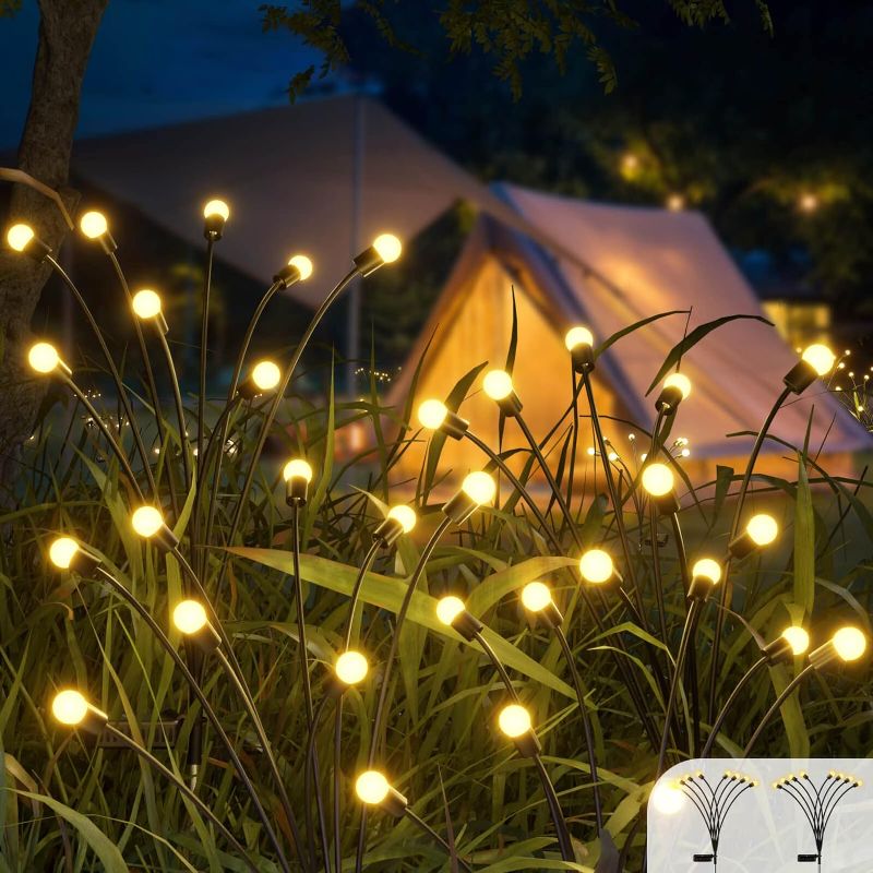 Photo 1 of 8LED Solar Powered Firefly Lights,Solar Lights Outdoor Waterproof,Starburst Swaying Solar Firefly Lights by ,Firefly Garden Lights for Path Landscape Outdoor Decorative Lights (2 pcs, White Warm)
