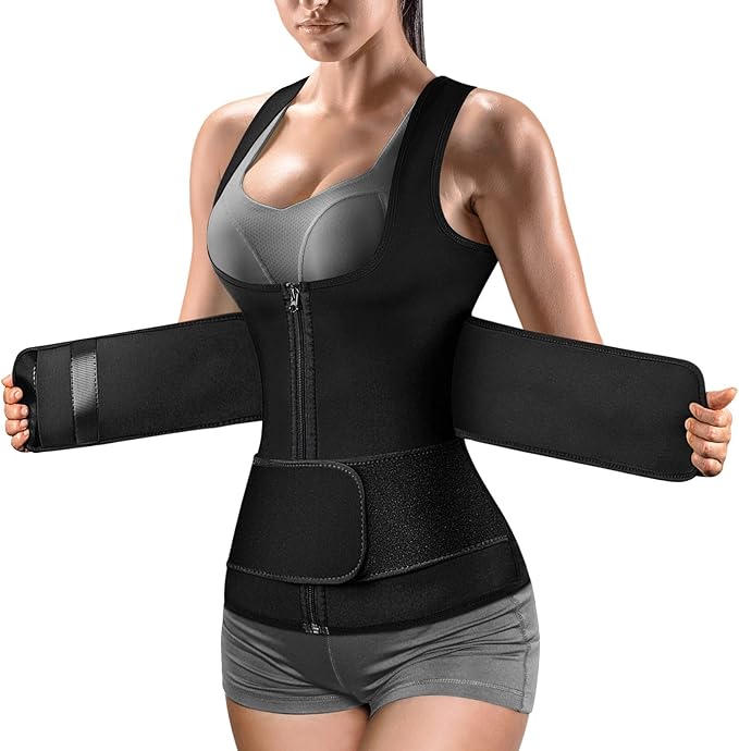 Photo 1 of Cimkiz Sweat Vest Waist Trainer for Womens Workout Tank Zipper Vest Adjustable Belt Sauna Suit Compression XL