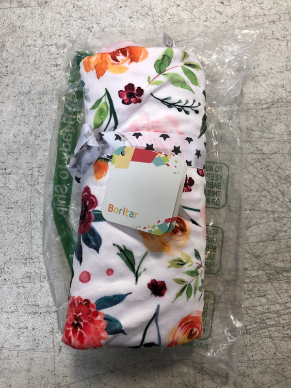 Photo 2 of BORITAR Baby Blanket for Girls Super Soft Double Layer Minky with Dotted Backing, Receiving Blanket with Elegant Floral Multicolor Printed Blanket 