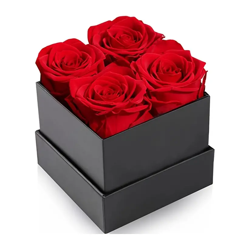 Photo 1 of 1pc Roses In A Box - Real Roses That Last Years - Fresh Flowers - Unique Gifts For Women, Mothers Day, Valentine's Day - 4 Preserved Roses In Box With Lid Prefect Gift For Her
