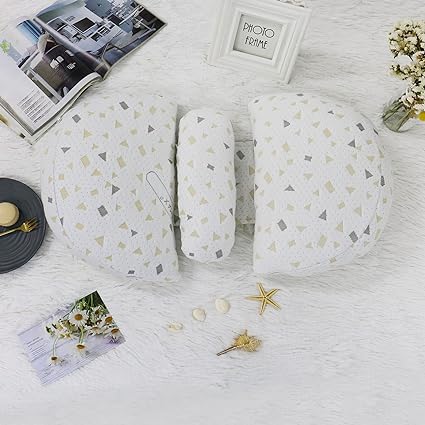 Photo 1 of Lacomfy Pregnancy Pillow for Side Sleeper, Double Wedge Maternity Pillow with Belly, Waist & Back Support, Detachable Pillowcase, Removable Filling, Easy to Wash, White Dot
