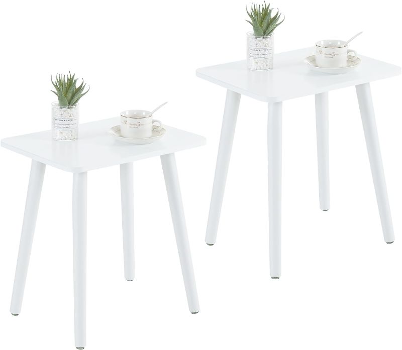 Photo 1 of ***LEG ONLY***Apicizon Small Side Table Set of 2, Accent Wooden End Table, Modern Nightstand Bedside Table for Bedroom, Living Room, Small Spaces, Nursery, Easy Assembly, White
