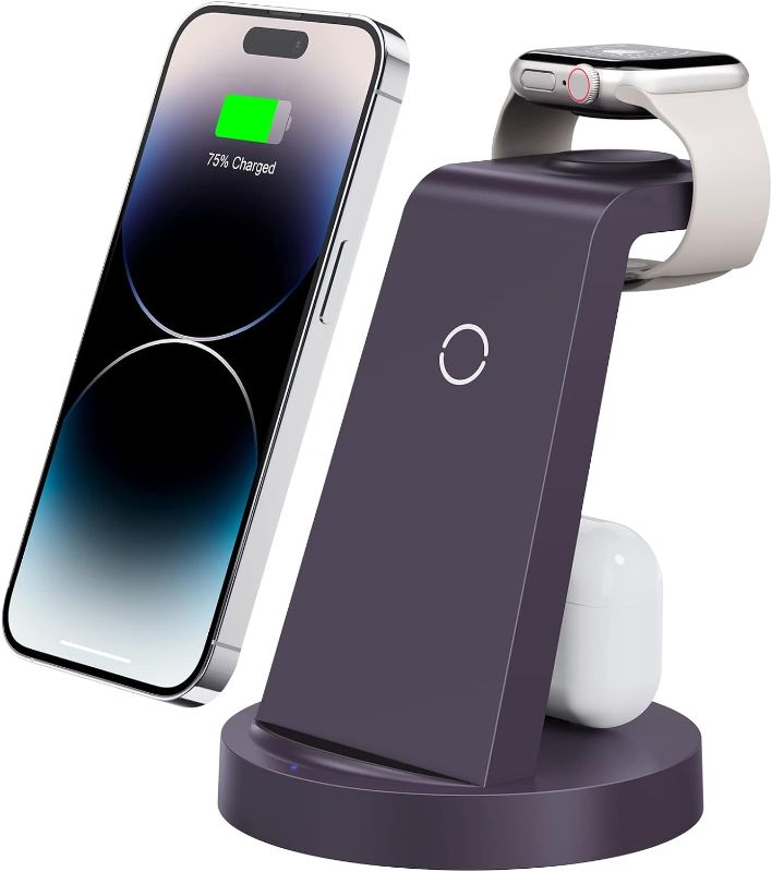 Photo 1 of 3 in 1 Charging Station for iPhone - Wireless Charger for Apple Products Multiple Devices - Charging Dock Stand for AirPods (for iPhone 15 14 13 pro 12 11 X Max)
