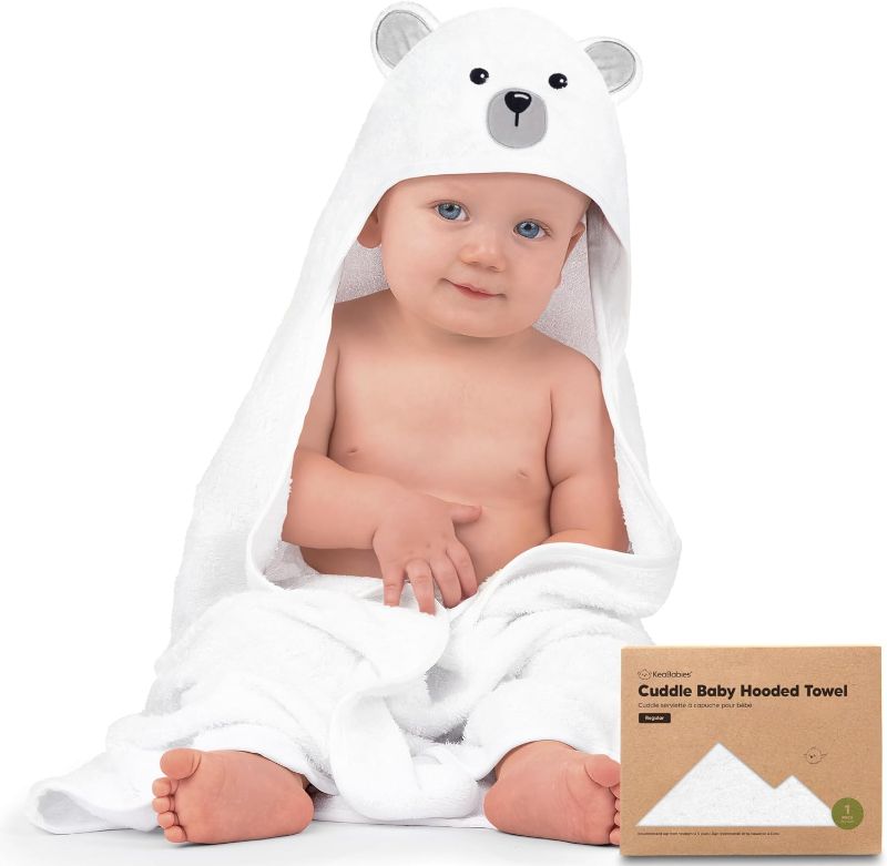 Photo 1 of KeaBabies Baby Hooded Towel - Viscose from Bamboo Baby Towel Organic Bamboo Towel - Infant Towels - Large Hooded Towel - Baby Bath Towel with Hood for Girls, Babies, Newborn Boys, Toddler (Polar)
