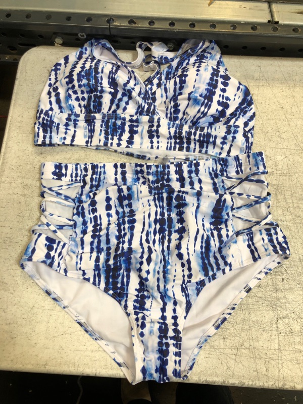 Photo 1 of 2PCS Blue Tie Dye Bikini Set 16W