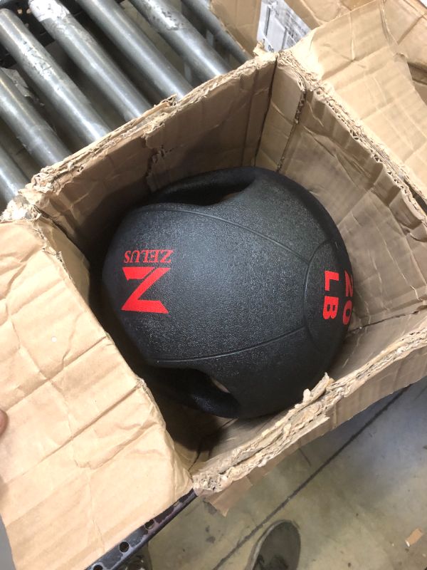 Photo 2 of ZELUS Medicine Ball with Dual Grip| 10/20 lbs Exercise Ball |Weight Ball with Handles| Textured Grip Exercise Ball |Strength Training| Core Workouts 20.0 Pounds