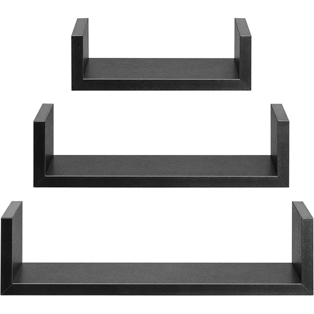 Photo 1 of 3 PACK FLOATING SHELVES U SHAPE HANDMADE 48 INCH - BLACK