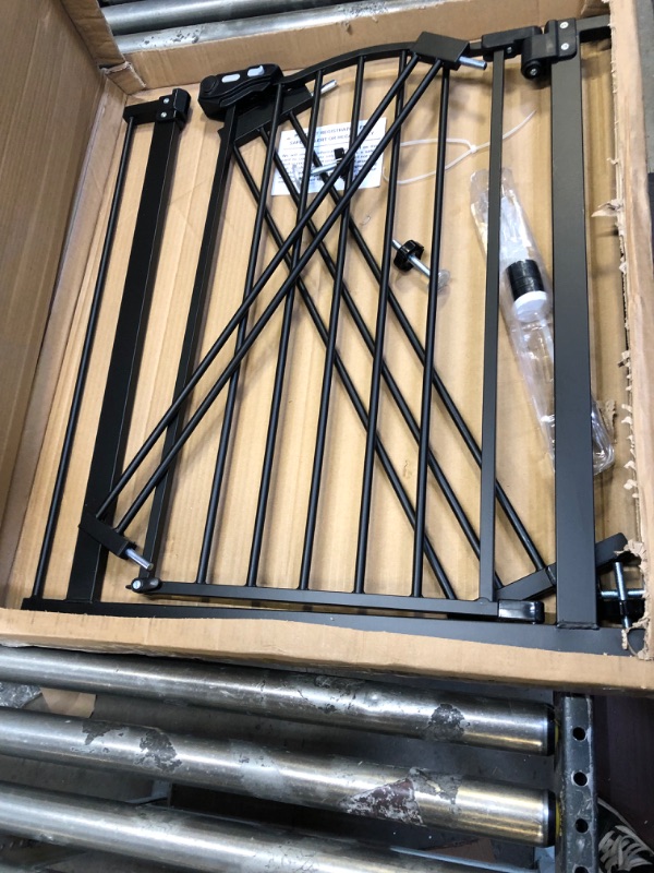 Photo 1 of InnoTruth 29-39.6” Baby Gate for Stairs & Doorways, 30" Tall Pressure Mount Pet Gates, Easy Step Auto Close Both Sides Walk Thru Child Gate, Dual-Lock Safety Design and One-Hand Operation, Black Black 30" Tall