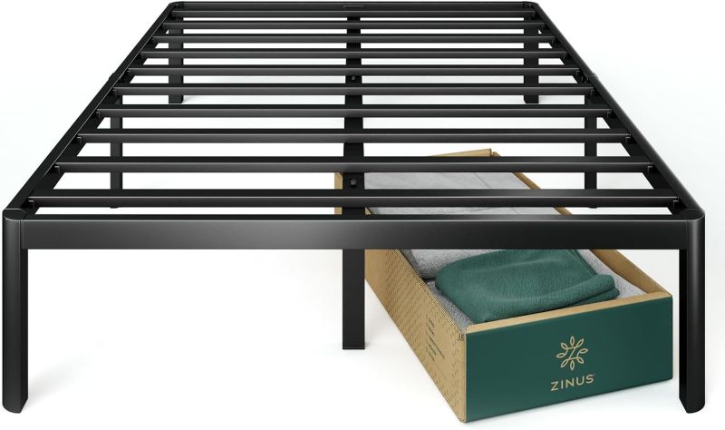 Photo 1 of ZINUS Van 16 Inch Metal Platform Bed Frame / Steel Slat Support / No Box Spring Needed / Easy Assembly,Black, Queen
