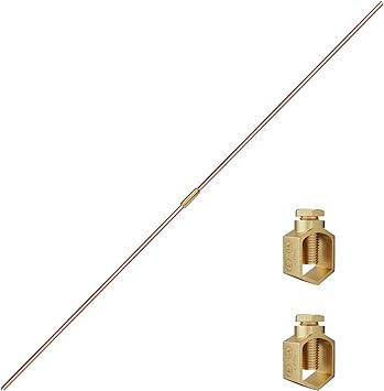 Photo 1 of 8ft Ground Rod Kit - 1/2'' Bonded Electrical Copper Grounding Rod with Bronze Clamp UL Listed,Great for Fence Lightning Strike Electrode Earthing Rod, Swimming Pool Ground Rods
