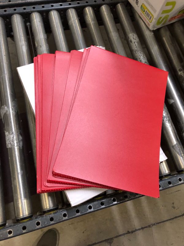 Photo 3 of ESKEAR Fiberboard Binder Folder, Sheet Size 11" x 17", with 3" Capacity 220mm Long Metal Prong Paper Fastener, for Pressboard Report Cover, Red, 8 per Box