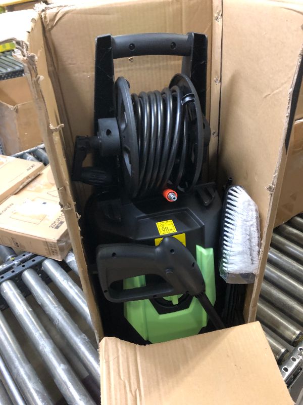 Photo 2 of mrliance Electric Pressure Washer 1.8GPM Power Washer 1800W High Pressure Washer Cleaner Machine with 5 Interchangeable Nozzle & Hose Reel, Best for Cleaning Patio, Garden,Yard With Hose Reel Green & Black