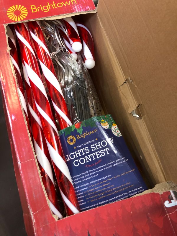 Photo 2 of 24.5" Candy Cane Lights with Stakes, 12 Packs Large Christmas Pathway Lights Outdoor, 8 Light Modes Candy Cane Pathway Markers Christmas Decorations for Yard Patio Garden Walkway Sidewalks