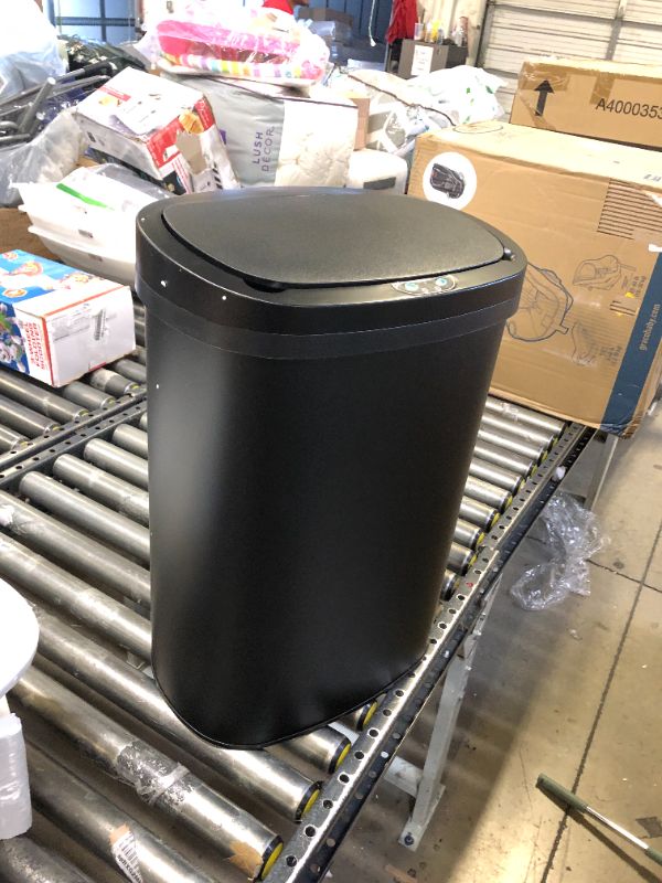 Photo 3 of 13-Gallon Touch-Free Sensor Automatic Stainless Steel Trash Can - Black