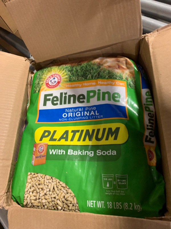 Photo 2 of ARM & HAMMER Feline Pine Platinum with Baking Soda Non-Clumping Cat Litter, 18lb Bag, No Added Scent
