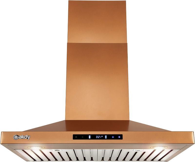 Photo 1 of AKDY Wall Mount Range Hood -30 in. Stainless Steel Hood for Kitchen – 3 Speed Professional Quiet Motor - Premium Touch Control Panel - Minimalist Design (Copper Stainless Steel)
