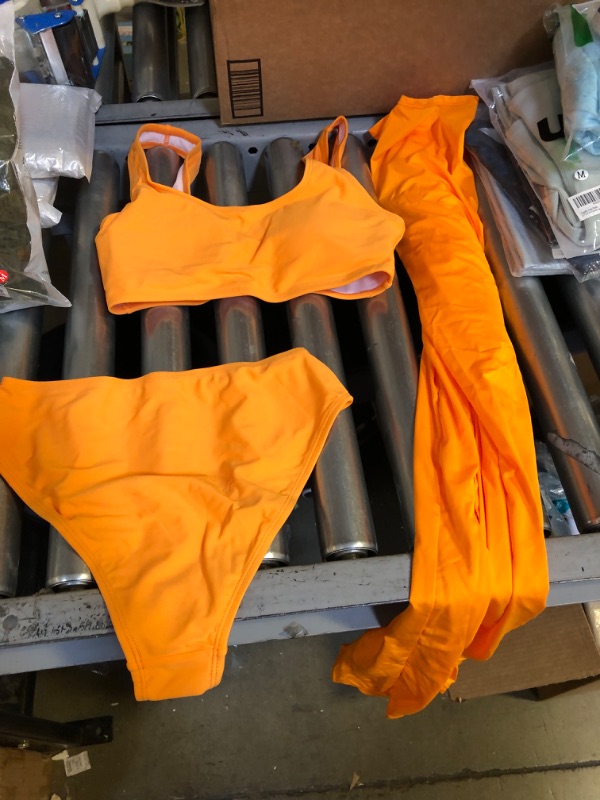 Photo 1 of 3 piece orange bathing suit set size small