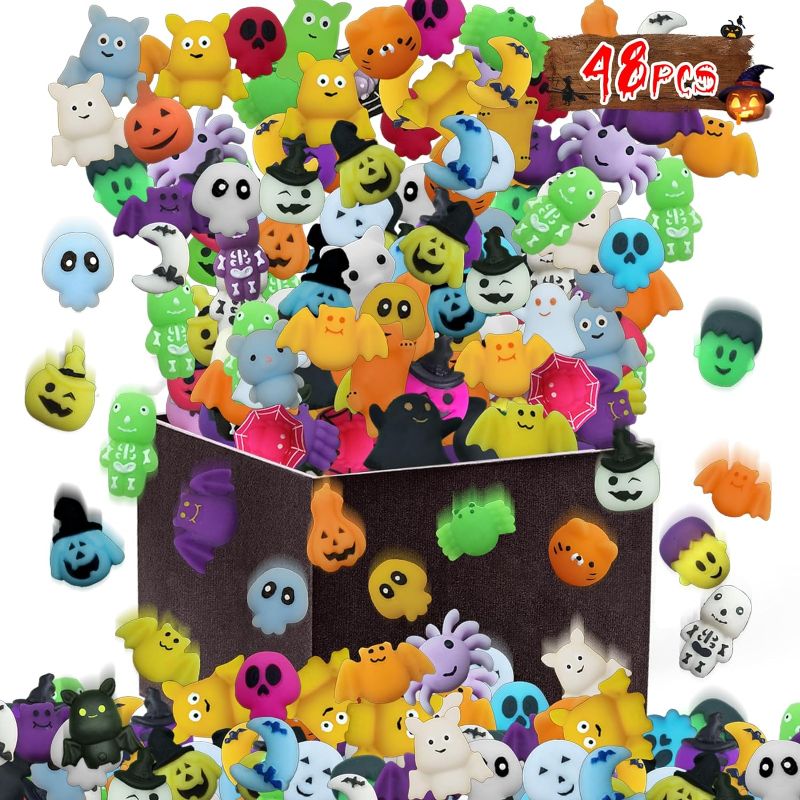 Photo 1 of 48Pcs Halloween Mochi Squishy Toys,Classroom Prizes Party Favors Kawaii Squishies Goodie Bag Novelty Toy Stuffers Gifts for Kids,Sensory Stress Relief Toys for Halloween Stuffers fillers

