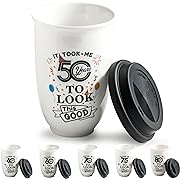 Photo 1 of 2 Pack Bundle of 50th Birthday Gifts for Women, 1973 Birthday Gifts for Women Friends, Men 50th Birthday Gift Ideas, White Novelty Coffee Mug Tea Cup, Happy 50th Birthday Decorations for Women, 11oz
