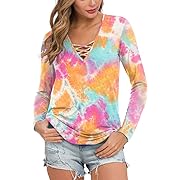 Photo 1 of Feiersi Womens Casual Long Sleeve Criss Cross Tunic Tops Loose Blouse Shirt - Size M
