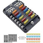 Photo 1 of 12V Fuse Block, 12 Way Marine Fuse Box Holder with Negative Bus Automotive Blade Fuses Box, 12 Circuits Fuse Block Waterproof with LED Indicator Sticker for Marine Car Boat RV Truck
