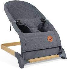 Photo 1 of ANGELBLISS Baby Bouncer, Portable Bouncer Seat for Babies, Infants Bouncy Seat with Wood Grain Base, Natural Vibrations (Grey)
