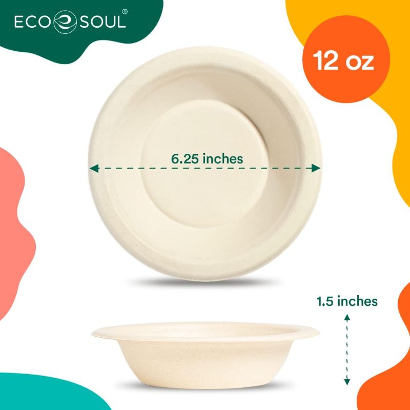 Photo 1 of 2 Pack Bundle of ECO SOUL 100% Compostable 12 Oz Soup Bowls 20 Pack