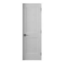 Photo 1 of 28 in. x 80 in. Left-Handed Solid Core White Primed Composite Single Prehung Interior Door Black Hinges
