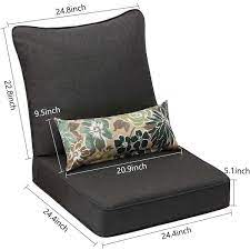 Photo 1 of 24 in. x 24 in. Outdoor Deep Seating Lounge Chair Cushion in Charcoal  (2 Back 2 Seater 2 Pillow)
