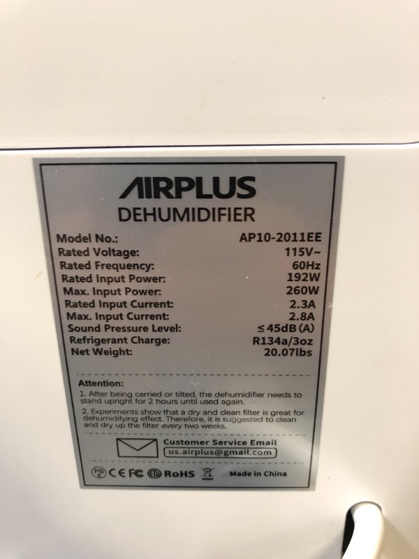 Photo 5 of AIRPLUS 30 Pints 1,500 Sq. Ft Dehumidifier for Basement, Powerful Dehumidifier for Home with Drain Hose (AP2011N) Fine