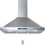 Photo 1 of 36 in. 520 CFM Wall Mount Ducted Range Hood in Stainless Steel with SS Filters, Digital Display, LED Lights, and Remote
