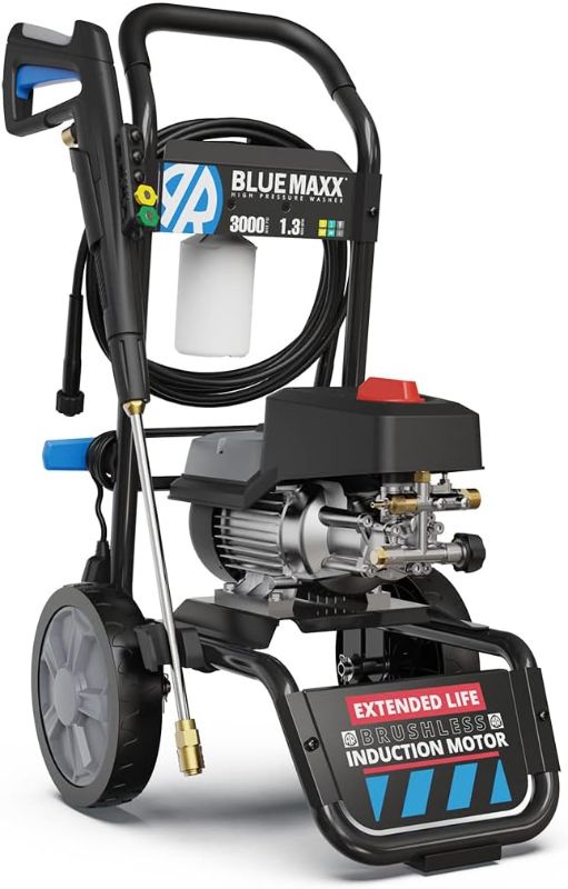 Photo 1 of AR Blue Clean Maxx, BM3000 Electric Pressure Washer-3000 PSI, 1.3 GPM, 15 Amps Quick Connect Accessories, Two Wheel Trolley, On Board Storage, Portable Pressure Washer, High Pressure, Car, Patio
