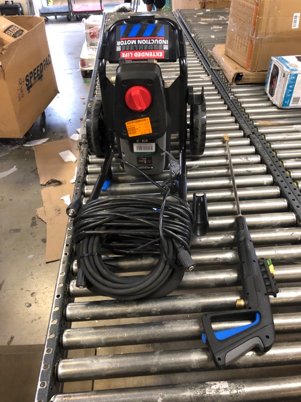 Photo 2 of AR Blue Clean Maxx, BM3000 Electric Pressure Washer-3000 PSI, 1.3 GPM, 15 Amps Quick Connect Accessories, Two Wheel Trolley, On Board Storage, Portable Pressure Washer, High Pressure, Car, Patio
