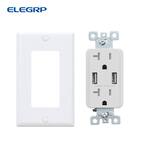 Photo 1 of 4.0 Amp Dual USB Ports with Smart Chip, 20 Amp Duplex Tamper Resistant Outlet Wall Plate Included, White 2PC
