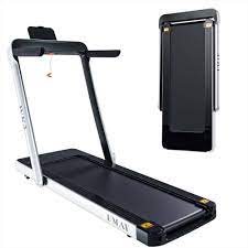 Photo 1 of 2 HP Black and White Steel Foldable Electric Treadmill with 4 in. LCD Display and Phone Slot
