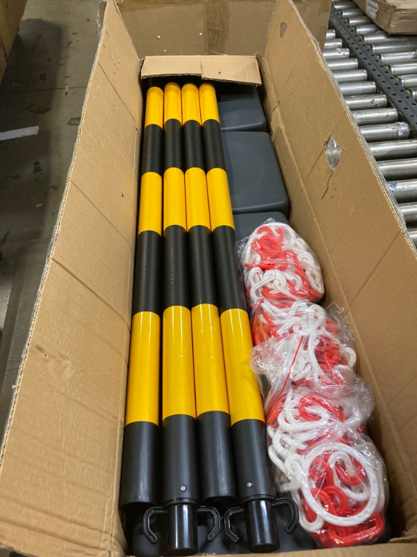 Photo 2 of 4 Packs 40" Traffic Delineator Post Cone with Fillable Base,Parking Chain Barrier Delineator Post with Base Traffic Cone Safety Cones for Parking Lot,Road,Consruction?Black & Yellow? Yellow & Black