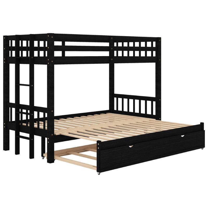 Photo 1 of Nestfair Twin over Pull-out Bunk Bed with Trundle Espresso
