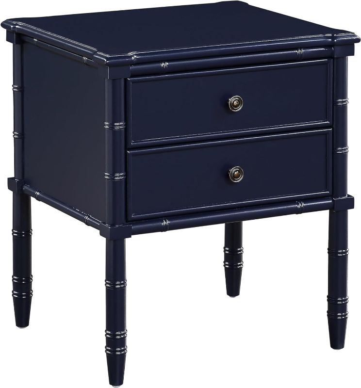 Photo 2 of Greyson Living Ettington Carved Bamboo 2-Drawer Nightstand by Midnight Blue
