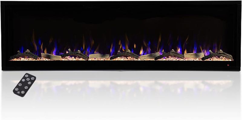 Photo 1 of Modern Ember Aerus 60 Inch Smart Linear Electric Fireplace - Recessed in-Wall and Wall-Mount, Multiple Flame Colors, Compatible with Alexa and Google Assistant
