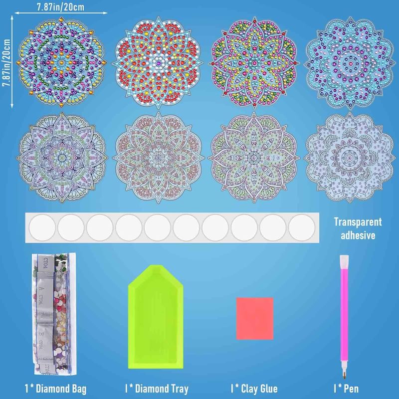 Photo 1 of DIY Diamond Window Wall Decor Stickers Decal, 4 Pcs Mandala Window Stickers for Suncatchers, Diamond Art Window Decal, DIY Wall Stickers Removable Craft Kits for Home Room Living Bedroom Window Decor
