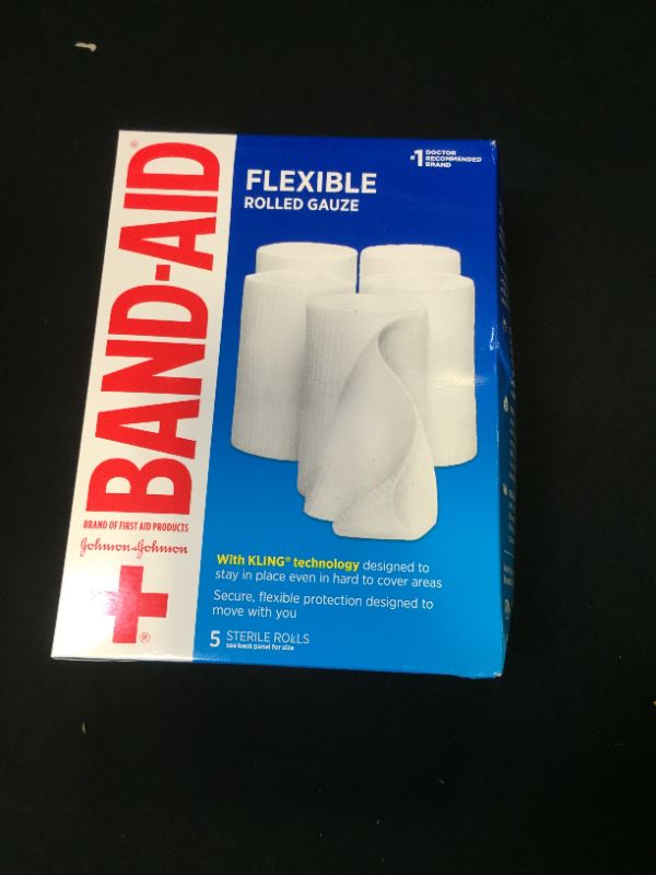 Photo 2 of Band-Aid Brand of First Aid Products Flexible Rolled Gauze Dressing for Minor Wound Care, Soft Padding and Instant Absorption, Sterile Kling Rolls, 4 Inches by 2.1 Yards, Value Pack, 5 ct